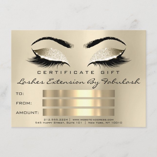 Lashes SPA Makeup Certificate Champaigne (Frente)