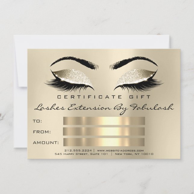 Lashes SPA Makeup Certificate Champaigne (Frente)