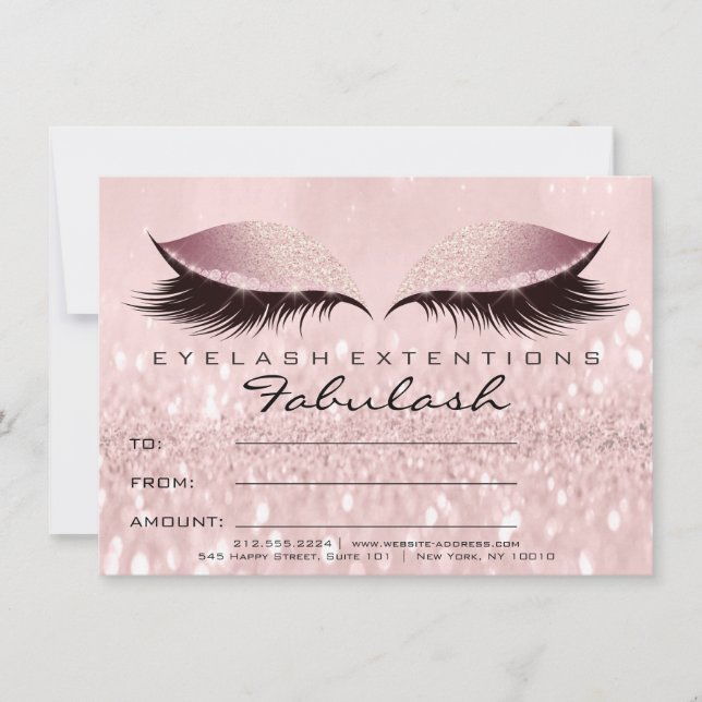 Lashes Studio Pink Makeup Certificate Glitter (Frente)