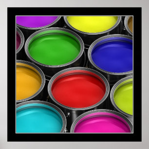 Latas coloridas da pintura - poster