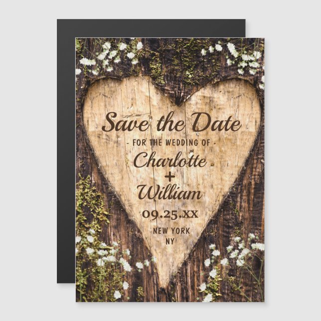Latido Heart Wedding Save The Date Magnetic Card (Frente/Verso)