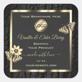 Latido preto Árvore Madeira Graça Dourada Etiqueta