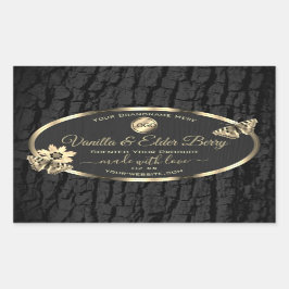 Latido preto Árvore Madeira Graça Dourada Etiqueta