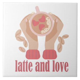 Latite e xícara de amor, mãos e café