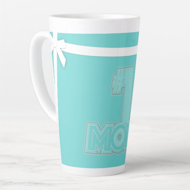 Latte #1 MÃE - Caneca de Café Mãe Azul Turquesa Presente (Ângulo esquerdo)