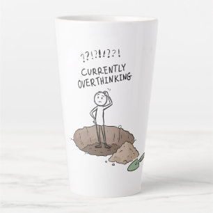 Latte Atualmente Pensando Demais Caneca de Café Engraçad