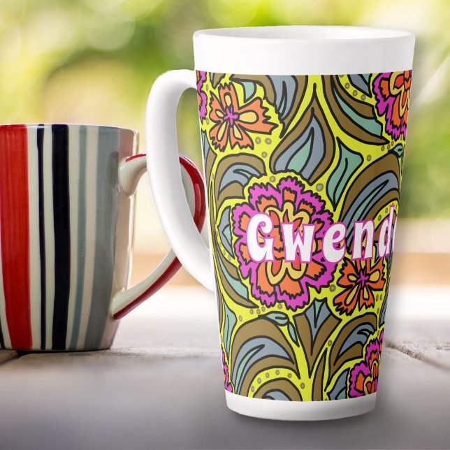 Latte Caneca Alta de Café Personalizada com Padrão de Ar (Criador carregado)