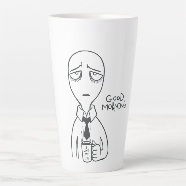 Latte Caneca de Café Alien Minimalista Moderna - Mão Art (Frente)