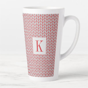 Latte Caneca de Café Alta de Malha Cinza Vermelha + Inic