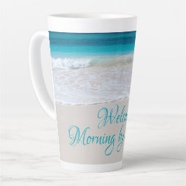 Latte Caneca de café alto com tema de praia e dizer