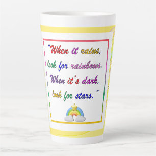 Latte Caneca de Café Amarelo Motivacional Arco-íris e Es