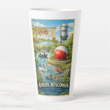 Caneca de Café Amery, Cidade dos Lagos de Wisconsi