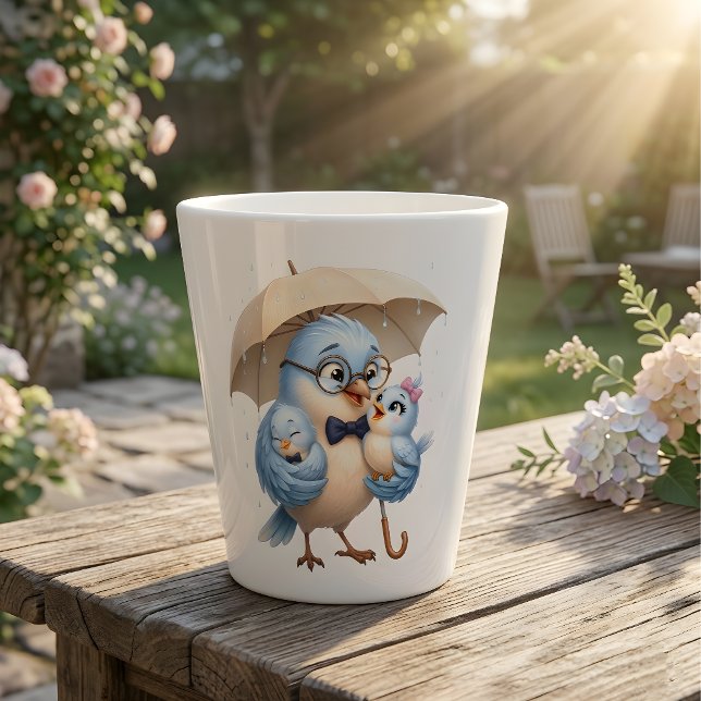Latte Caneca de Café Blue Father Bird (Criador carregado)
