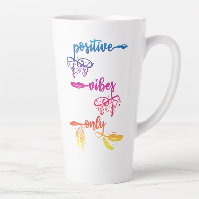 Latte Caneca de Café Boho com Efeito Ombre Arco-Íris Vib (Direita)