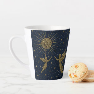 Latte Caneca de Café Celestial Lua e Sol – Noite Mística