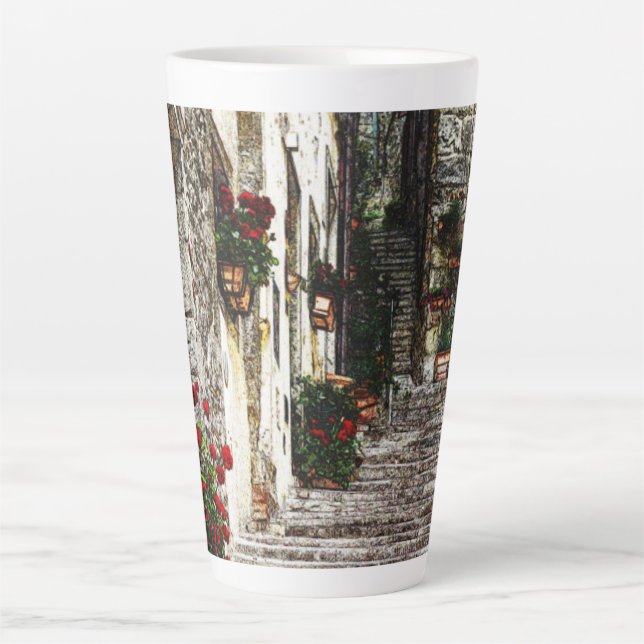 Latte Caneca de Café Cena da Escadaria Italiana (Frente)