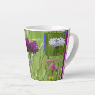 Latte Caneca de Café Colagem Colorida de Centáureas