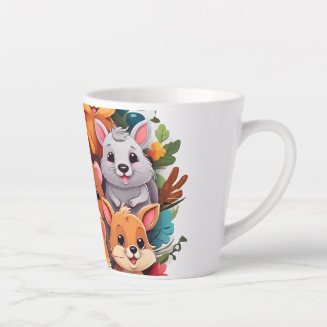 Latte Caneca de Café Colagem de Animais de Desenho Anima (Direita)