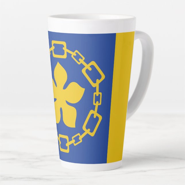 Latte Caneca de Café com a Bandeira de Hamilton, Ontário (Ângulo direito)