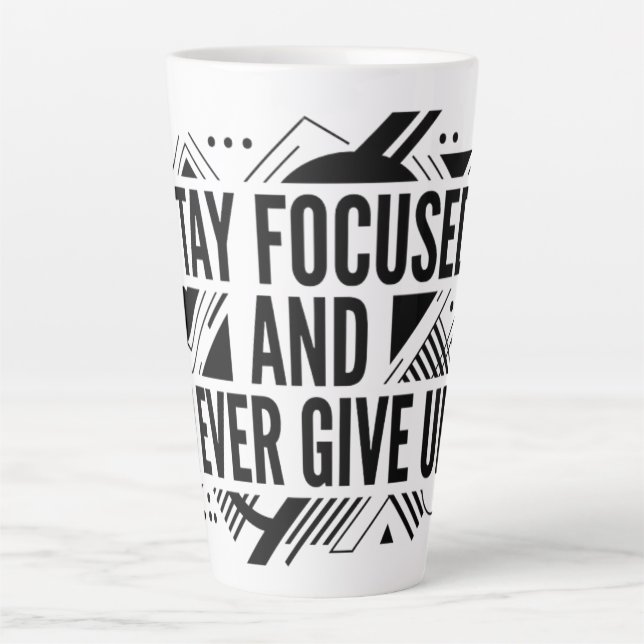 Latte Caneca de Café com a Mensagem Fique Focado Nunca D (Frente)