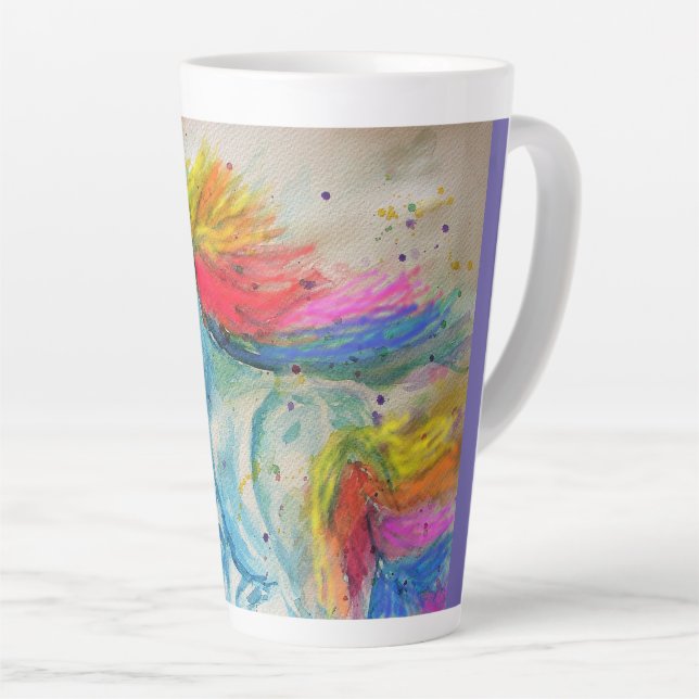 Latte Caneca de Café com Aquarela do Meu Cavalo Unicórni (Ângulo direito)