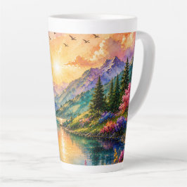 Latte Caneca de Café com Arte em Tinta Álcool