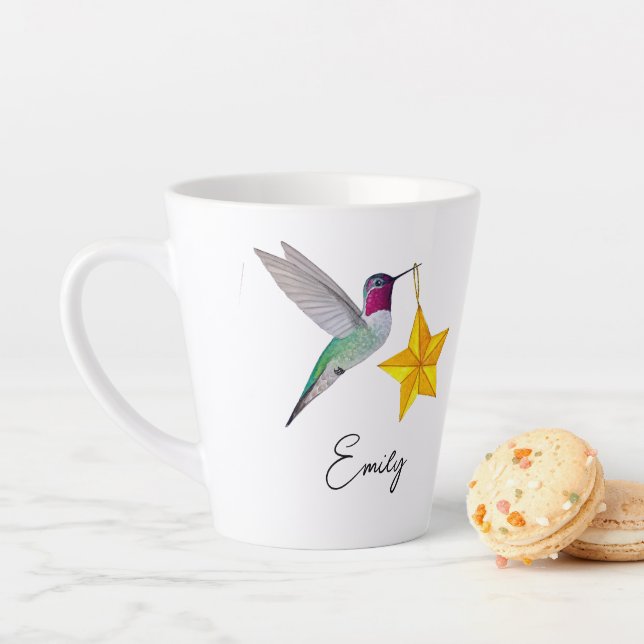 Latte Caneca de Café com Beija-flores e Estrelas Persona (In Situ)