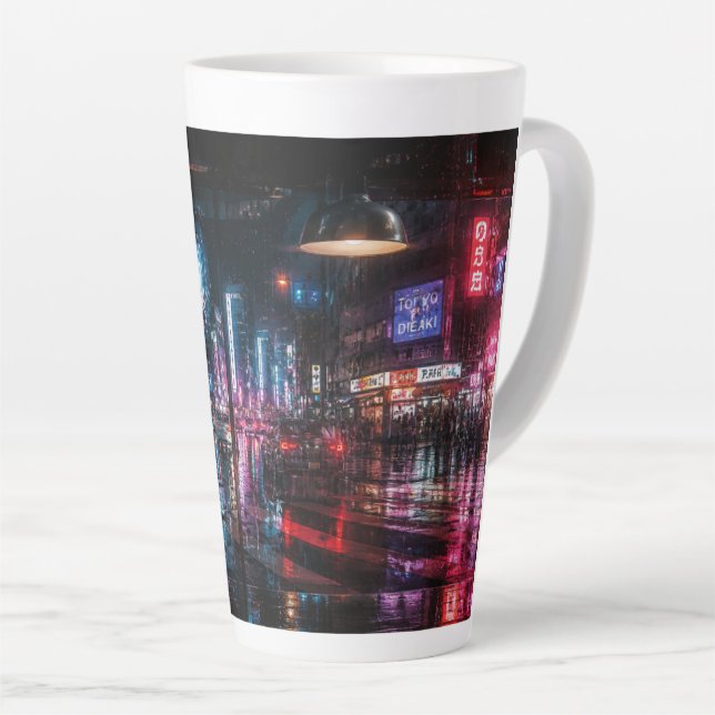 Latte Caneca de Café com Brilho Neon Moderna (Ângulo direito)