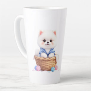 Latte Caneca de Café com Cachorrinho Fofo em Cesto