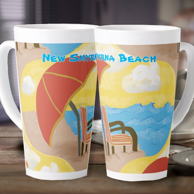 Latte Caneca de Café com Cadeira de Praia Costeira Perso (Criador carregado)