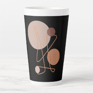 Latte Caneca de Café com Círculos de Terracota Preta Art
