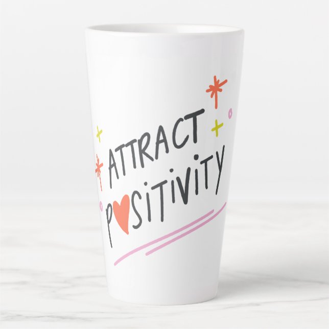 Latte Caneca de Café com Citação Motivacional Atrai Posi (Frente)