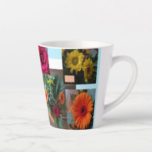 Latte Caneca de Café com Colagem de Flores de Outono
