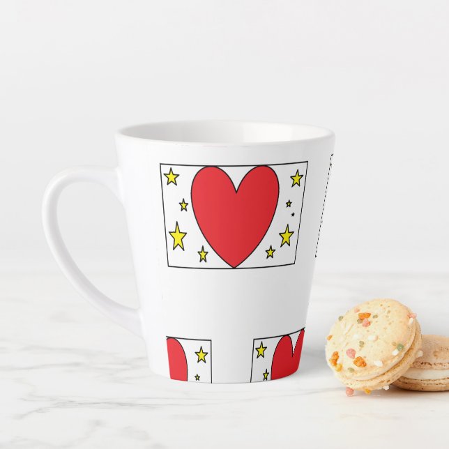 Latte Caneca de Café com Coração Vermelho e Estrelas Dou (In Situ)