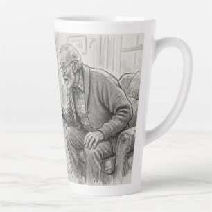 Latte Caneca de Café com Desenho a Lápis do Visitante ao