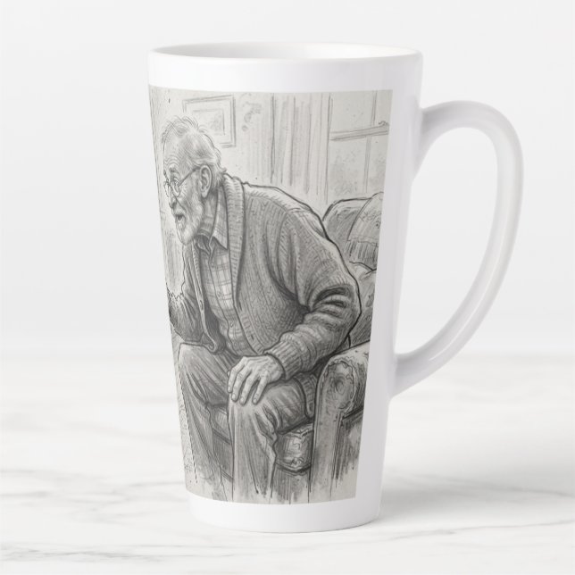 Latte Caneca de Café com Desenho a Lápis do Visitante ao (Direita)