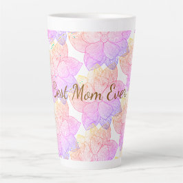 Latte Caneca de Café com Desenho Floral Artístico "Melho