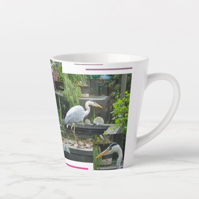 Latte Caneca de Café com Design de Garça Cinzenta (Direita)
