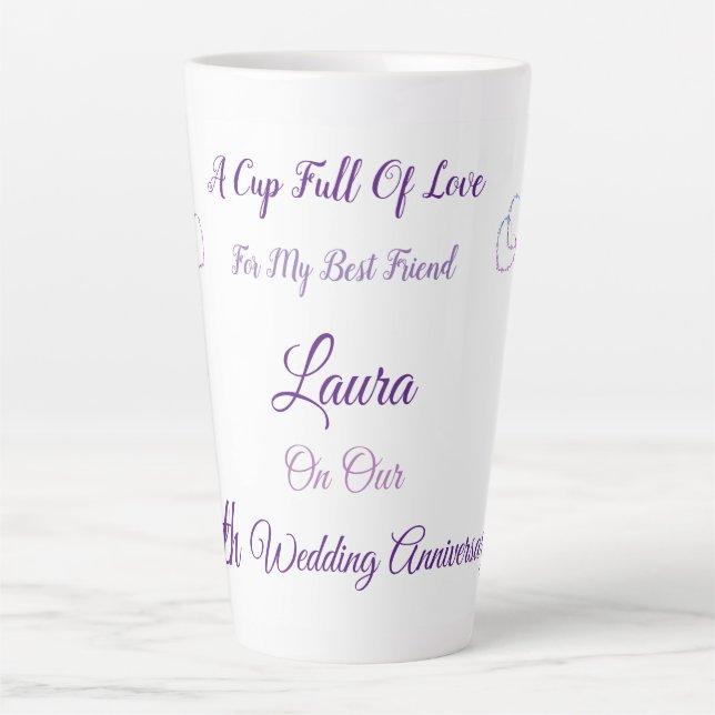 Latte Caneca de Café com Design Personalizado de 6º Aniv (Frente)