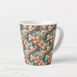 Latte Caneca de Café com Estampa de Hibisco Tropical Ous