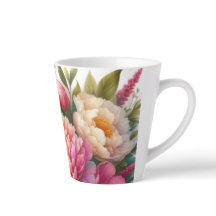 Caneca de Café com Flor de Peônia Rosa Peonias