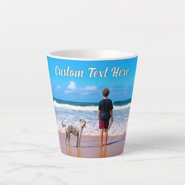 Latte Caneca de Café com Foto do Seu Pet e Texto Persona (Frente)
