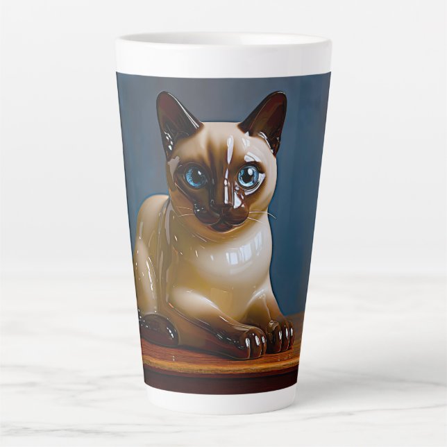 Latte Caneca de Café com Gato Siames (Frente)