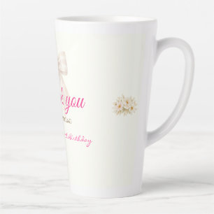 Latte Caneca de Café com Laço Rosa Princess Ribbon Obrig