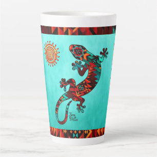 Latte Caneca de Café com Lagarto Gecko e Sol