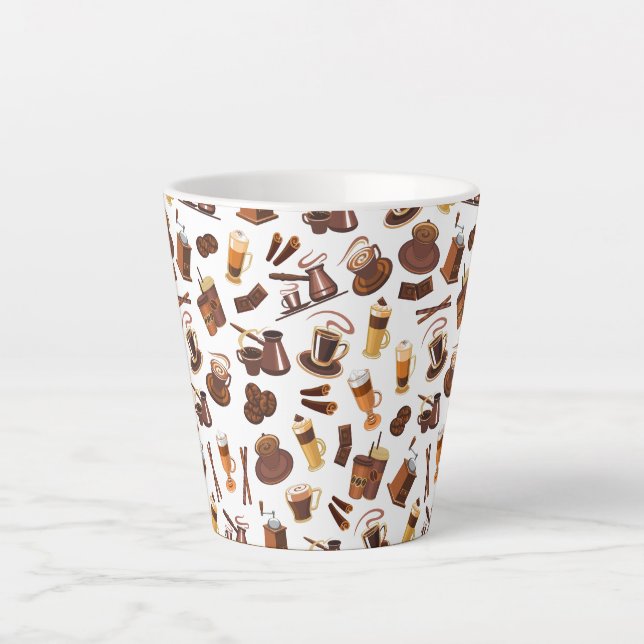 Latte Caneca de Café com Leite com Design de Padrão de G (Frente)