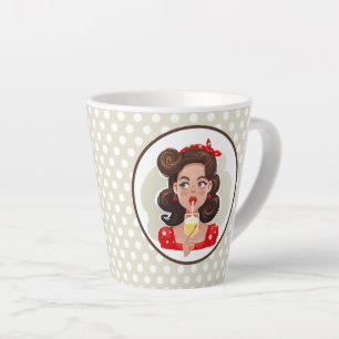 Latte Caneca de Café com Leite Cute Retro Girl Cocktail