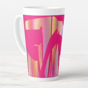 Latte Caneca de café com leite de arte rosa quente