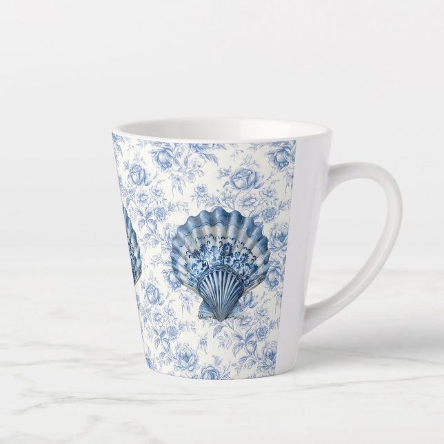 Latte Caneca de Café com Leite de Cerâmica Pequena Azul  (Direita)