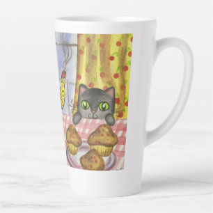 Latte Caneca de Café com Leite de Gato Presente